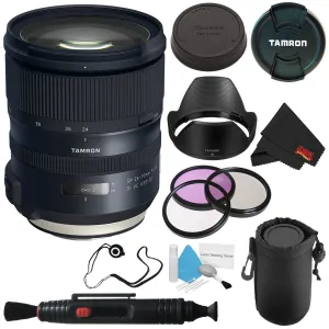 6Ave Tamron SP 24-70mm f/2.8 Di VC USD G2 Lens Canon EF (International Model)   82mm 3 Piece Filter Kit   Deluxe Lens Po