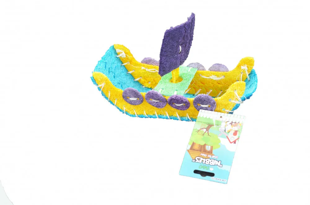 A & E Nibbles Loofah Boat Small Animal Toy