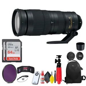 AF-S NIKKOR 200-500mm f/5.6E ED VR Lens   (2)64GB Card Bundle(INTL Model)