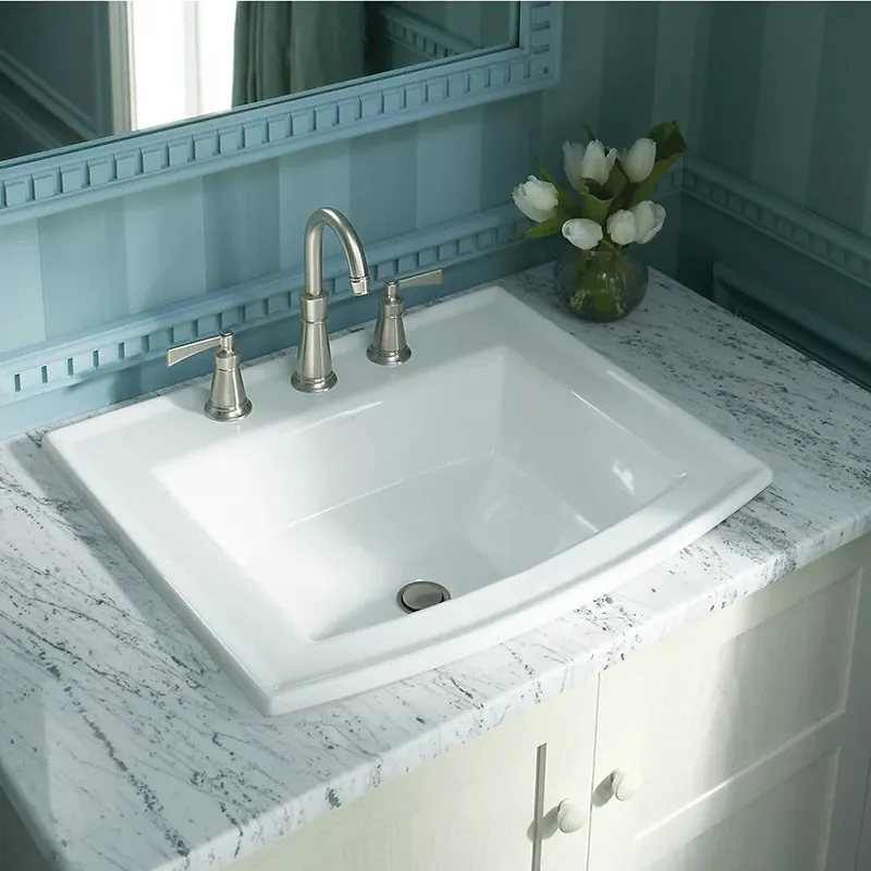 Archer 19.44" x 22.63" x 7.88" Vitreous China Drop-In Bathroom Sink in Biscuit