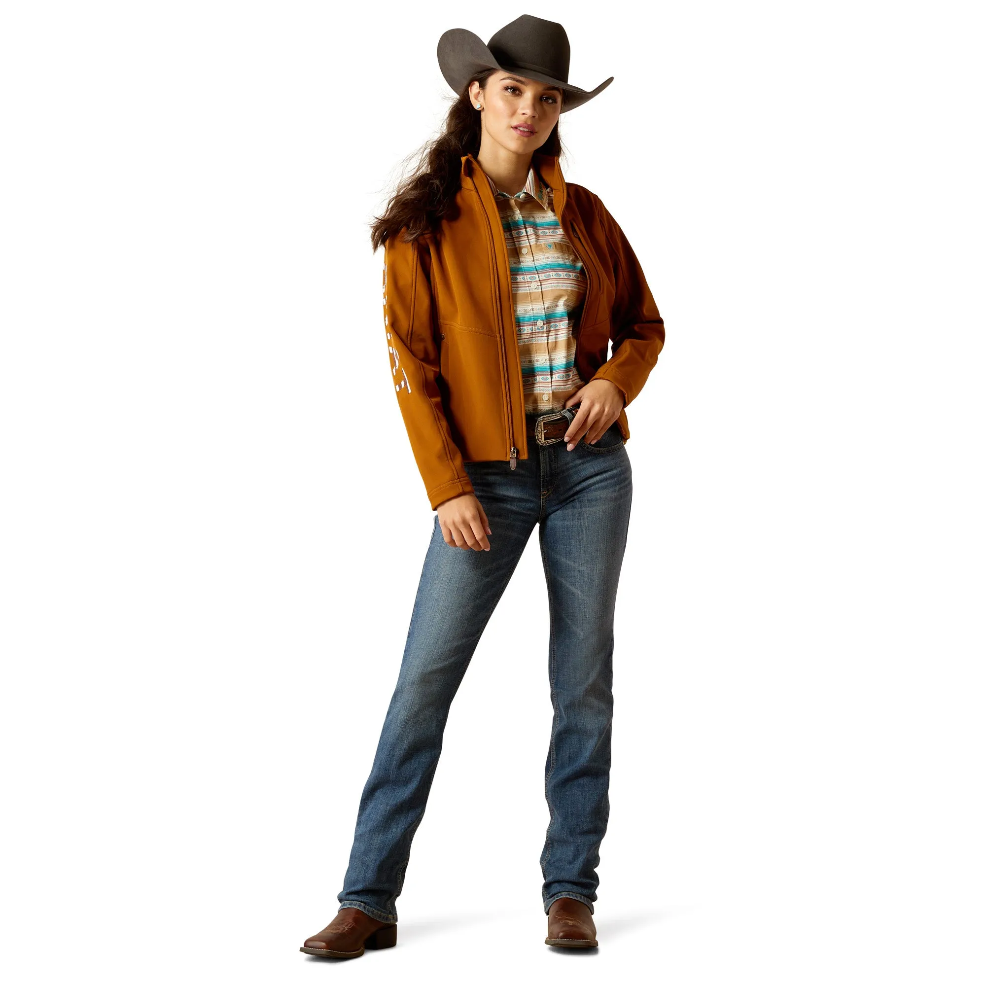 Ariat Ladies Team Patriot Chestnut Horse Softshell Jacket 10052717