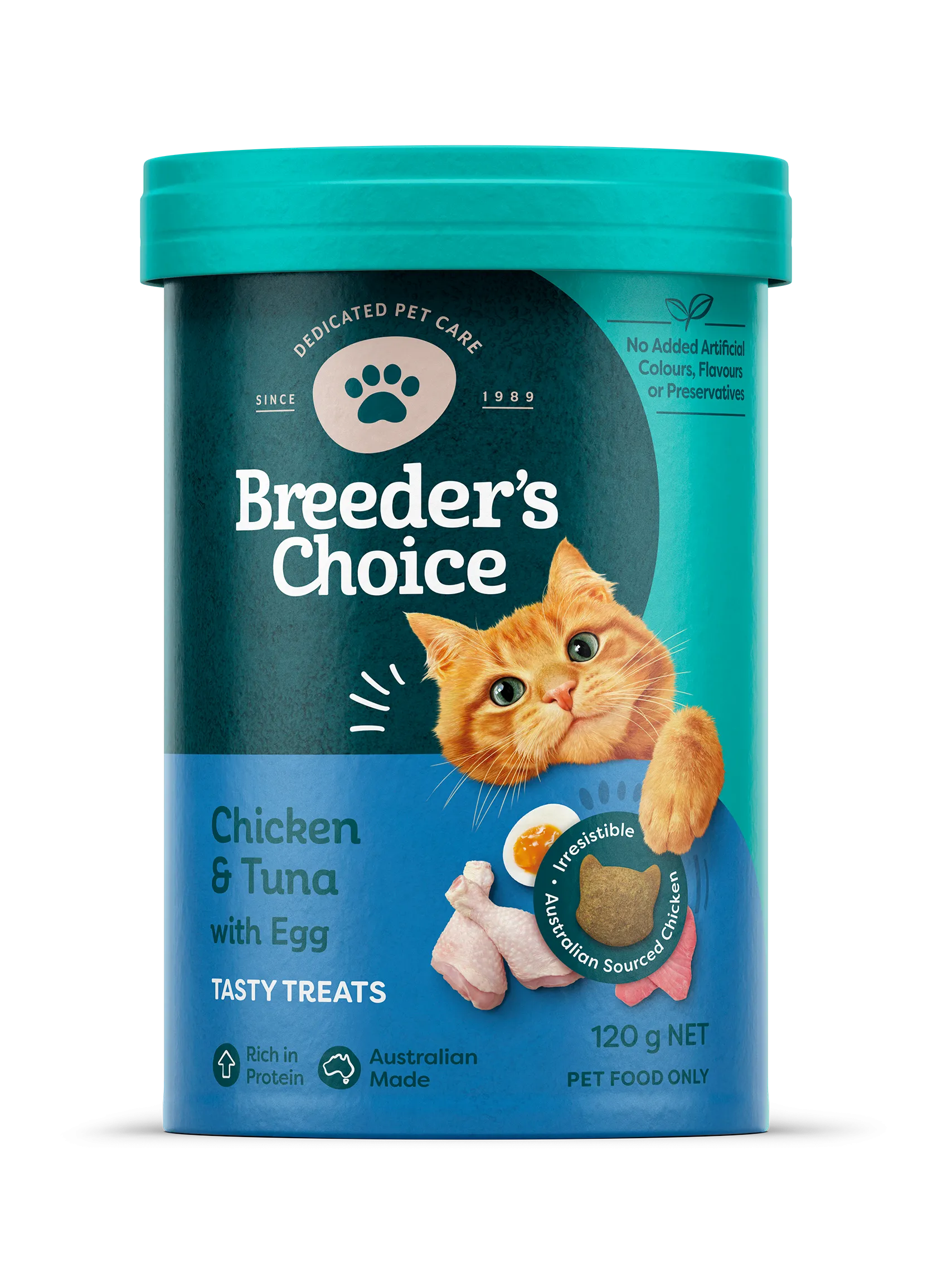 Breeder's Choice Cat Treats Chicken Tuna & Egg 120g