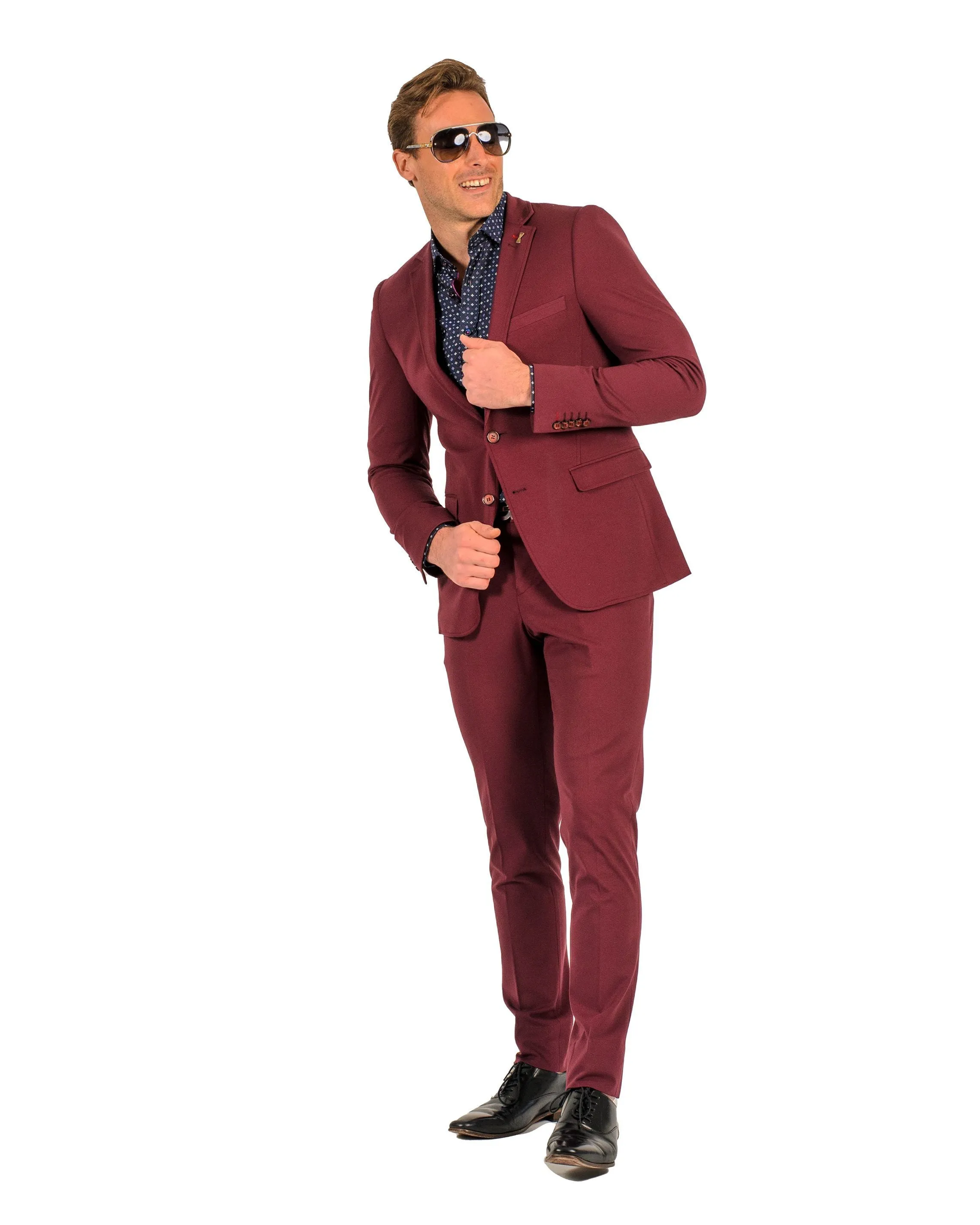 Giovanni Testi 2 button stretch Burgundy Travel Suit GTRVL2N-01 BURGANDY