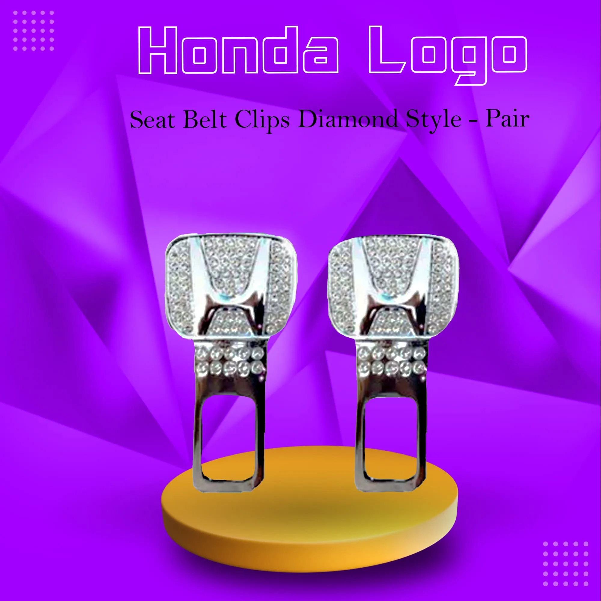 Honda Seat Belt Clips Diamond Style - Pair - Car Safety Belt Buckle Alarm Canceler Stopper