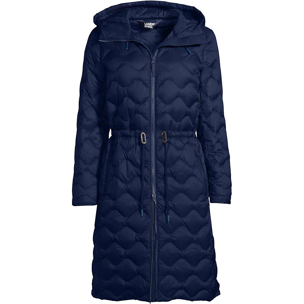 Lands End Ladies Ultralight Packable Quilted Down Coat Navy