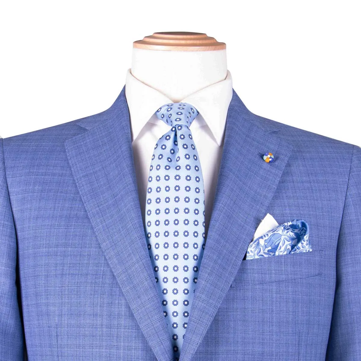 Light-Blue Check Summer Wool Suit