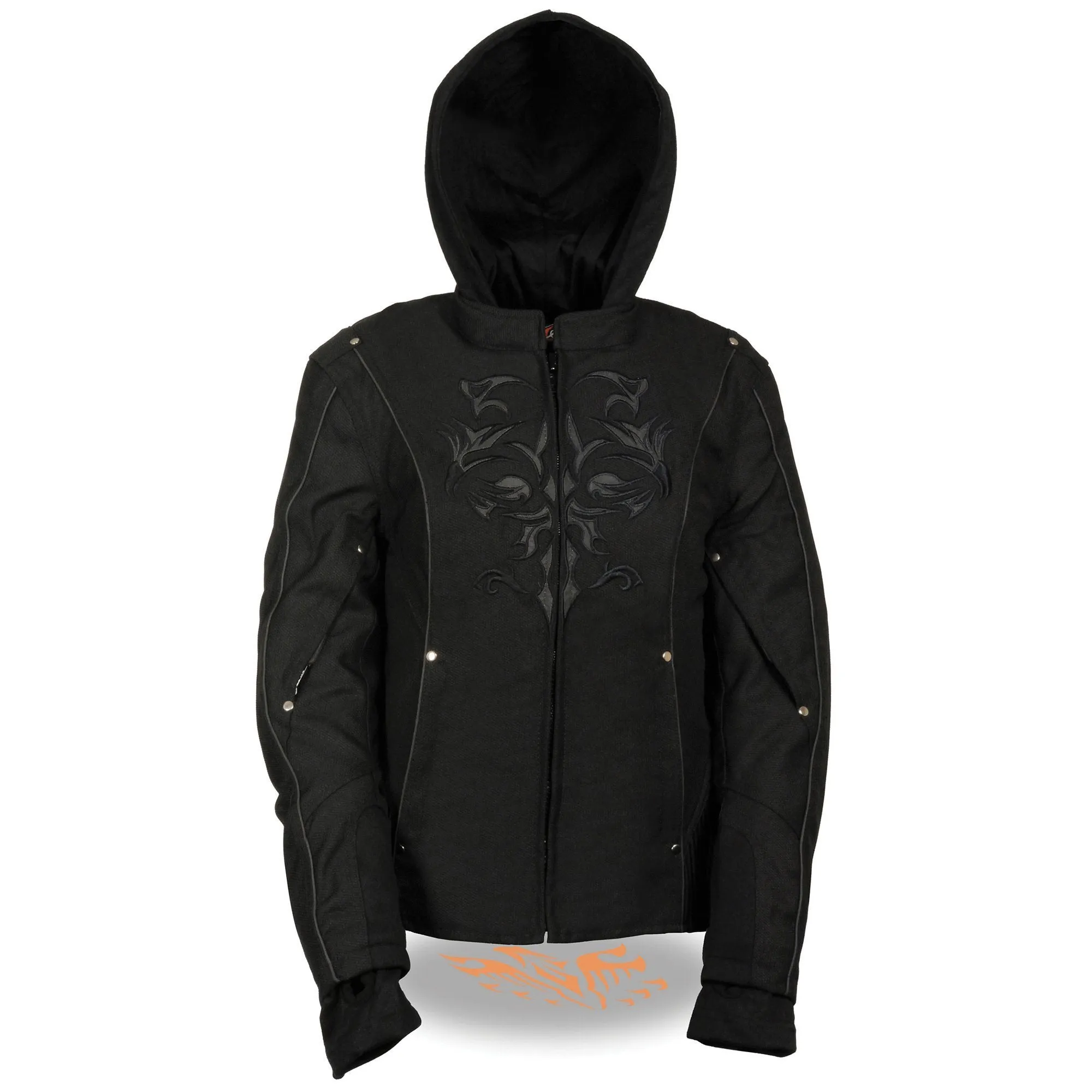 Milwaukee Performance Textile-SH1939-Ladies Black 3/4 Textile Jacket with Reflective Tribal Detail