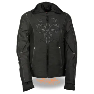 Milwaukee Performance Textile-SH1939-Ladies Black 3/4 Textile Jacket with Reflective Tribal Detail