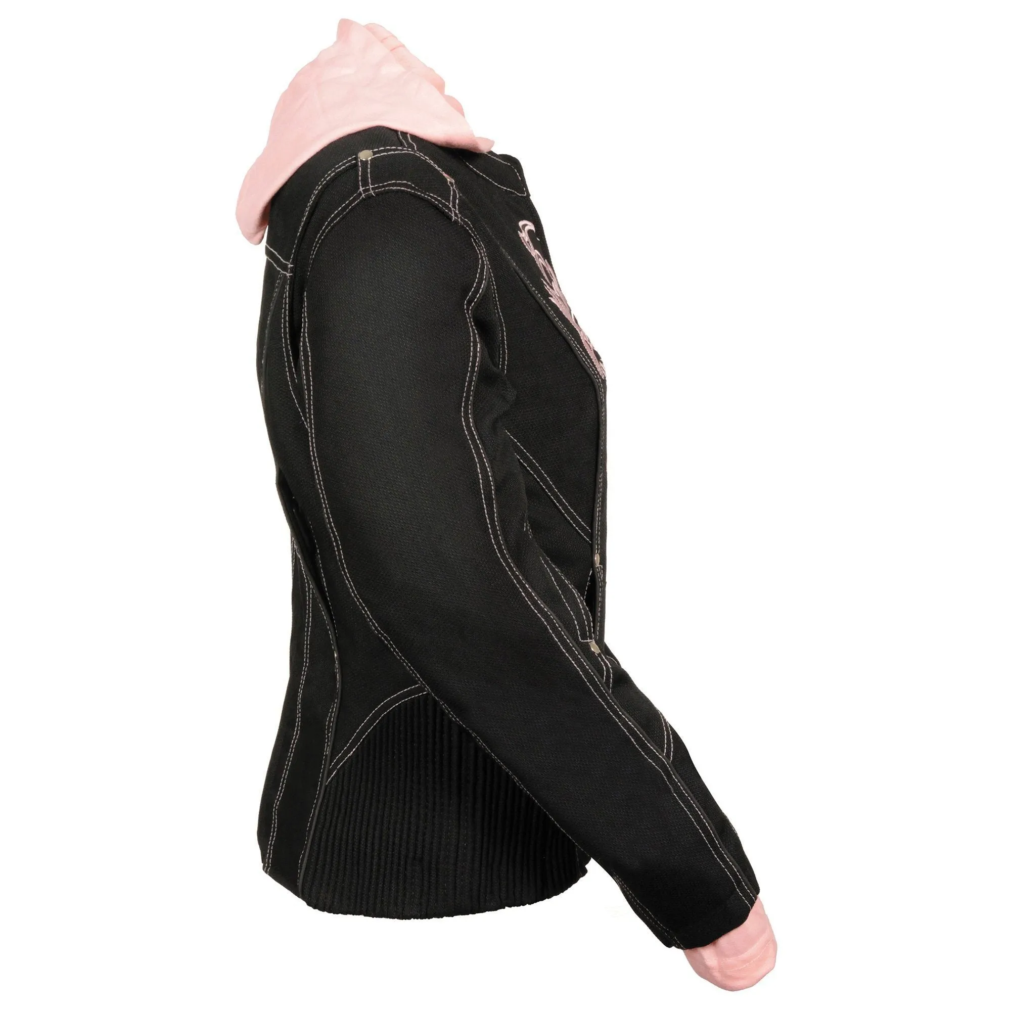 Milwaukee Performance Textile-SH1966-Ladies Black and Pink 3/4 Jacket with Reflective Tribal Detail