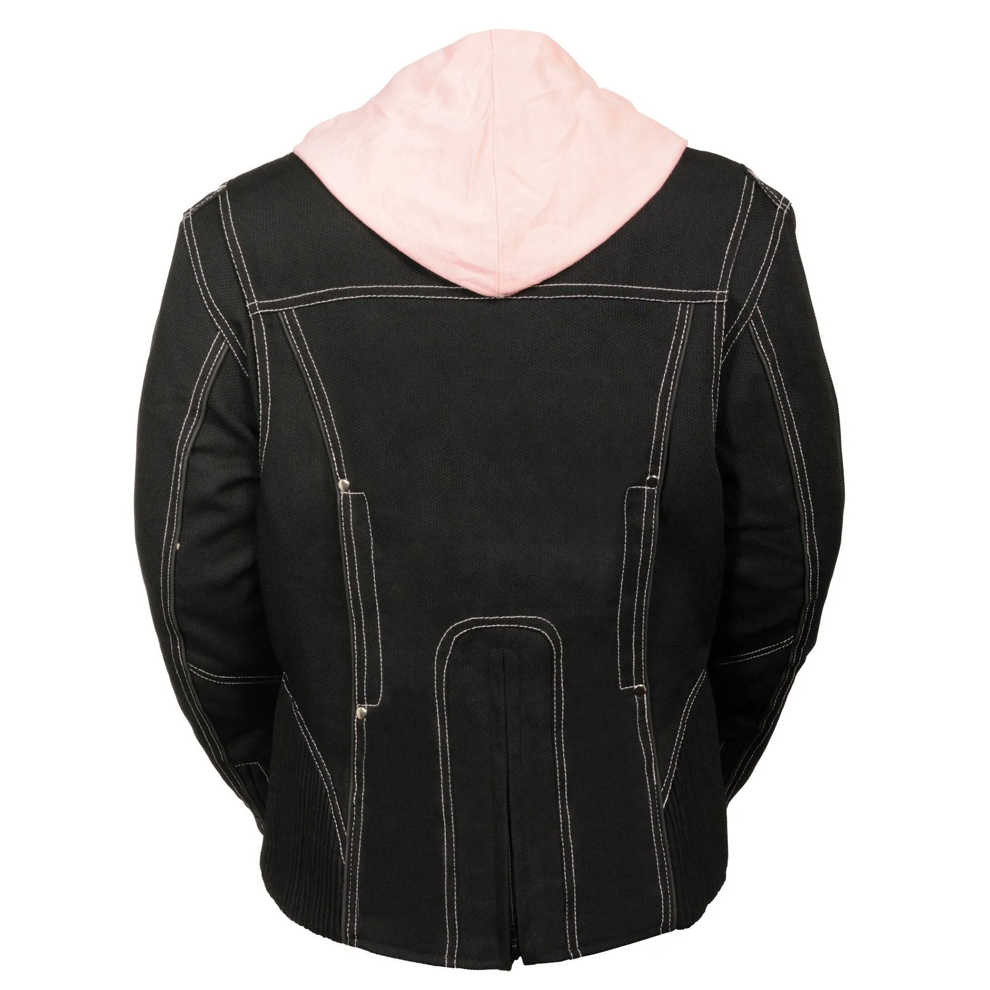 Milwaukee Performance Textile-SH1966-Ladies Black and Pink 3/4 Jacket with Reflective Tribal Detail