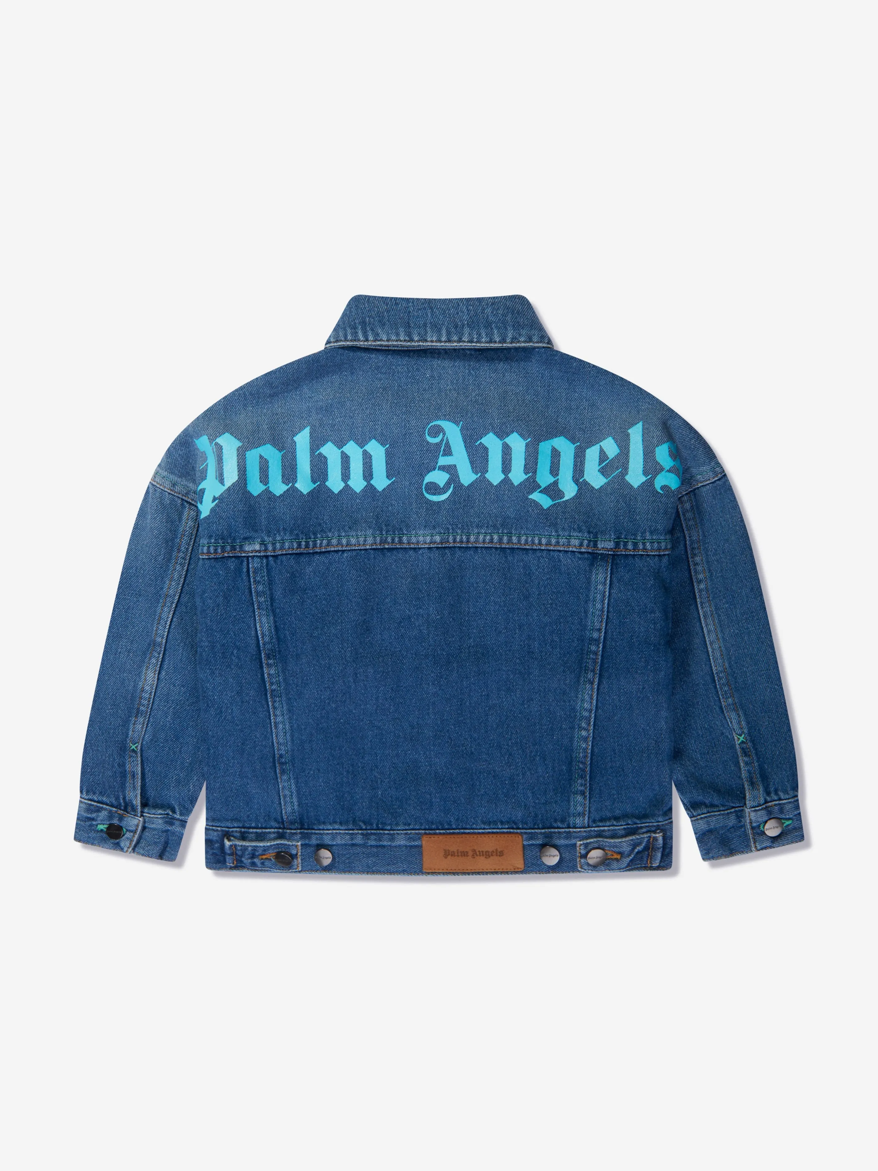 Palm Angels Boys Overlogo Denim Jacket in Blue