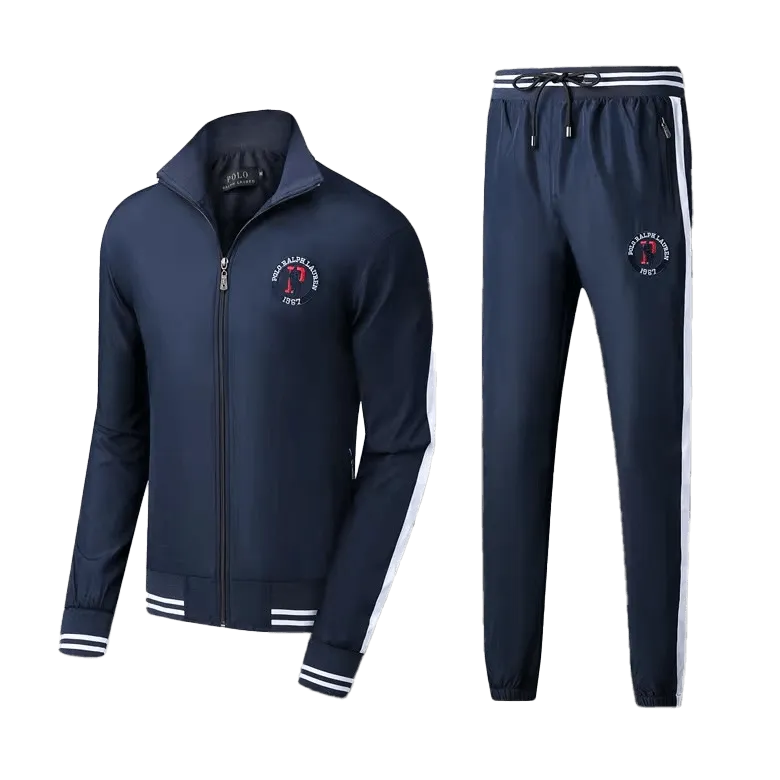 Prl Branded Logo Two Piece Polythene Designed Zip Up Tracksuit - Navy Blue