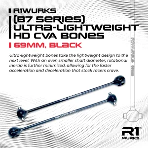 R1WURKS (B7 Series) Ultra-Lightweight HD CVA Bones, 69mm, Black