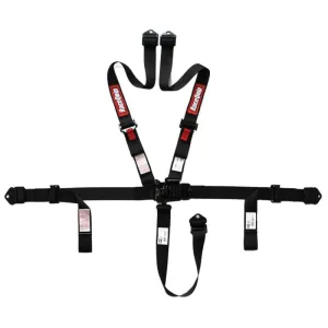 RaceQuip 5-Point 2" Latch & Link Harness - Pull Up - Individual Shoulder Harness - Bolt-in/Wrap Around - Black