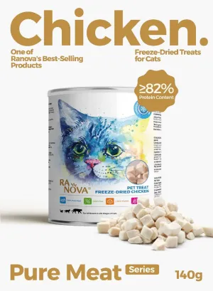 RANOVA Freeze Dried Cat Treats Raw Food - 100% Chicken Breast Grain Free - 140g