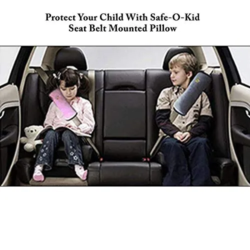 Safe-O-Kid- Seat Belt Mounted Pillow for Toddlers- Pink (Pack of 2)