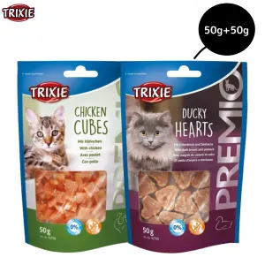 Trixie Premio Chicken Cubes and Ducky Hearts Cat Treats Combo