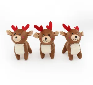 ZippyPaws Miniz Reindeer Dog Toy 3 Pack